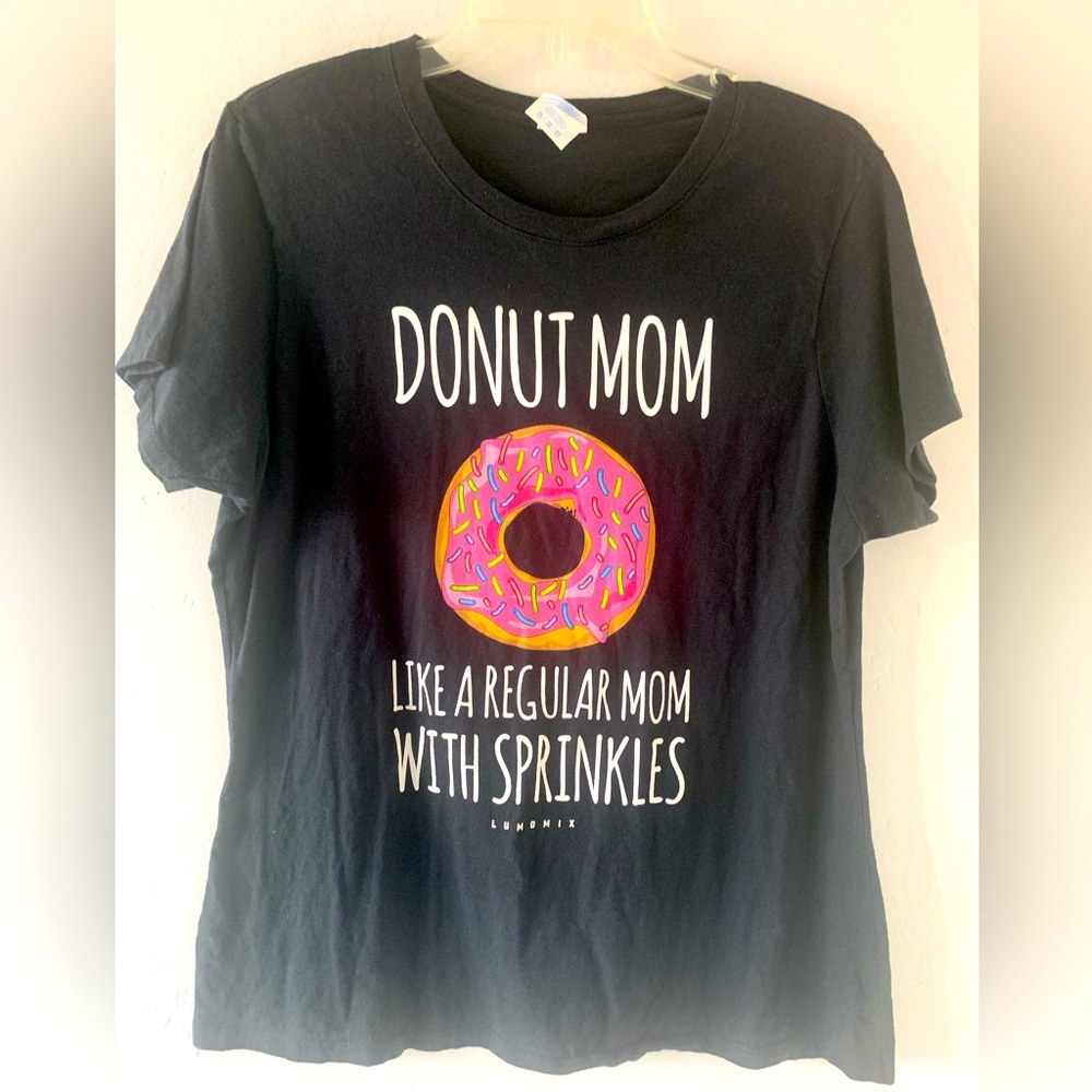 Port Company Donut Mom  Women Black T shirt Size XL